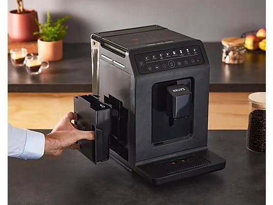 KRUPS EA897B Evidence ECOdesign — Fuldautomatisk espressomaskine · Bæredygtig · Skiferlook · Sort