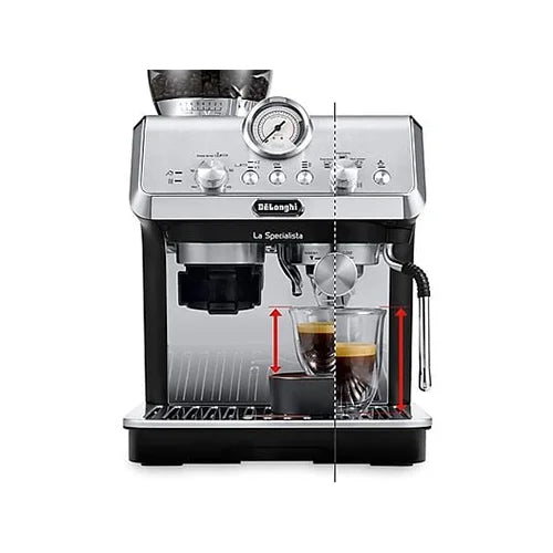 De'Longhi La Specialista Arte EC9155.MB, manuel espressomaskine, integreret kværn med 8 formalingsgrader, aktiv temperaturkontrol, MyLatte Art-dampdyse, metal/sort