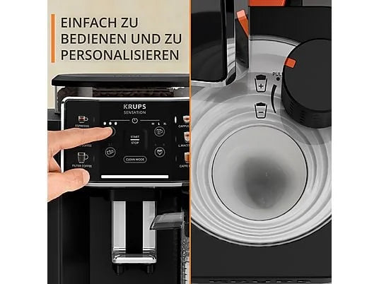 KRUPS EA9128D Sensation Milk — Fuldautomatisk espressomaskine · 6 specialiteter · Perfekt mælkeskum · Sort
