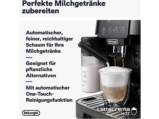 DE'LONGHI Magnifica Start Milk ECAM220.60.B - 4 kaffeopskrifter, cremet mælkeskum, direkte valgknapper, nem betjening, fuldautomatisk kaffemaskine sort