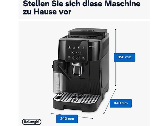 DE'LONGHI Magnifica Start Milk ECAM220.60.B - 4 kaffeopskrifter, cremet mælkeskum, direkte valgknapper, nem betjening, fuldautomatisk kaffemaskine sort