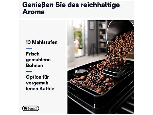 DE'LONGHI Magnifica Start Milk ECAM220.60.B - 4 kaffeopskrifter, cremet mælkeskum, direkte valgknapper, nem betjening, fuldautomatisk kaffemaskine sort